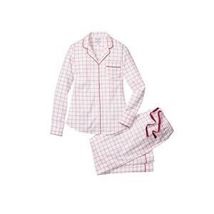 Petite Plume Tattersall Cotton Pajamas Lounge Set Mens Large White Red Pants